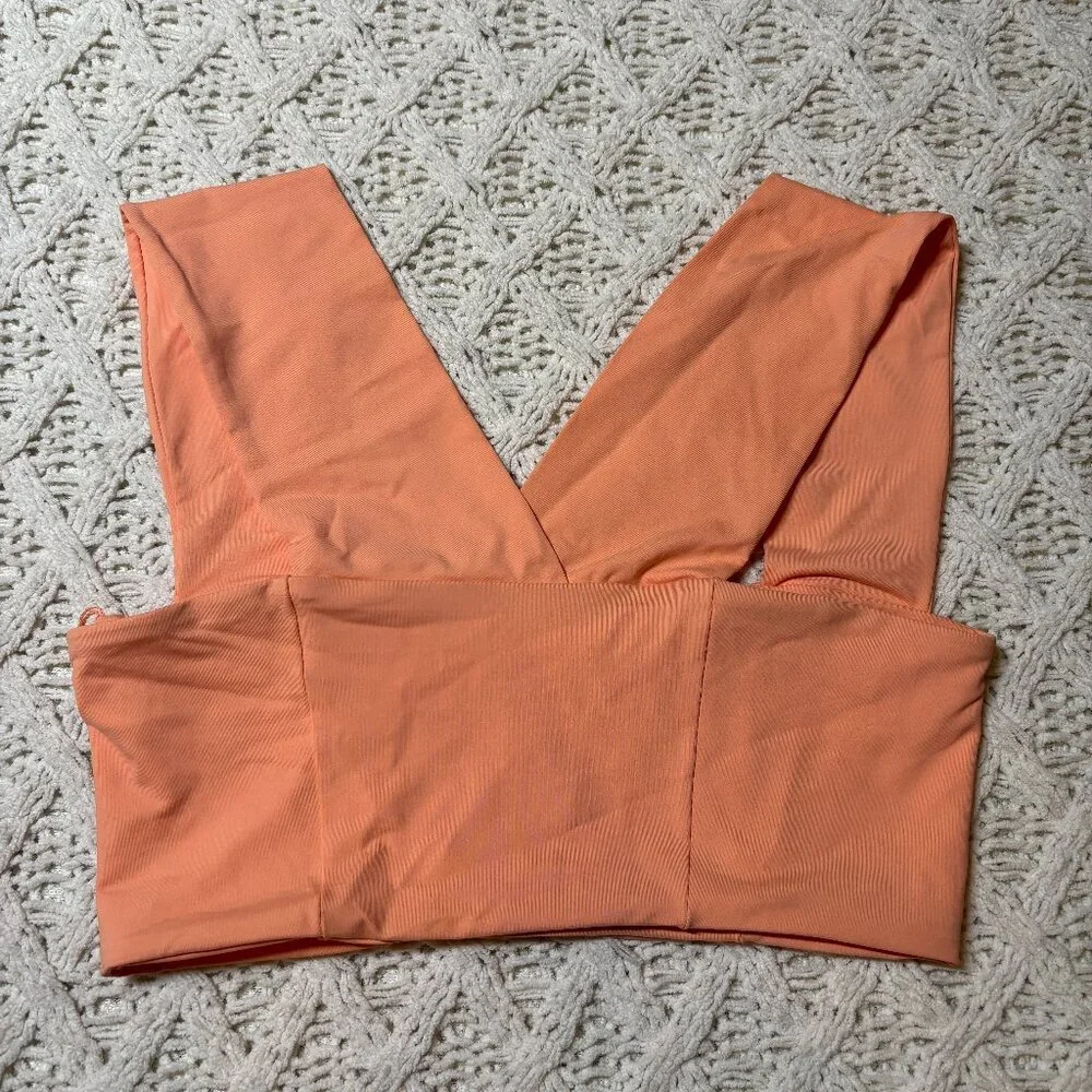 L*Space Parker Swim‎ Top – Orange Stretch Nylon Spandex – Women’s S - NWOT